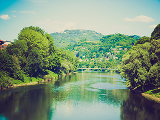 Image showing Retro look River Po, Turin