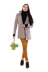 Image showing Pretty brunette in coat