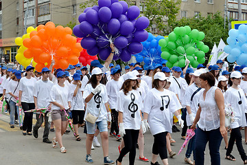 Image showing Carnival procession in a City Day. Tyumen, Russia. June 27, 2013