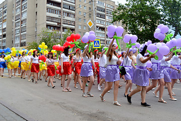 Image showing Carnival procession in a City Day. Tyumen, Russia. June 27, 2013