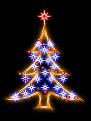 Image showing Christmas tree in abstract sparkling style