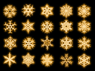 Image showing Set of 20 snowflakes in sparkled style