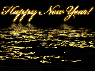 Image showing Happy New Year - written with reflection in rippled water