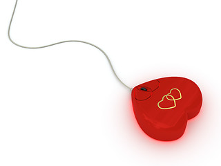 Image showing Computer mouse in red heart style