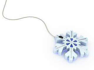 Image showing Computer mouse in light blue snowflake style