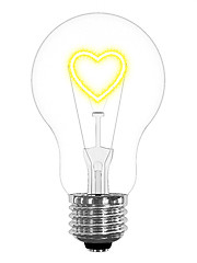 Image showing Lightbulb with sparkling heart symbol inside