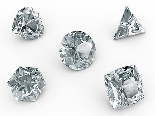 Image showing Various diamonds on white