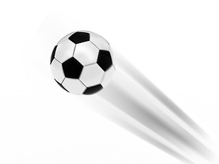 Image showing Flying soccer ball