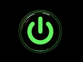 Image showing Green power button