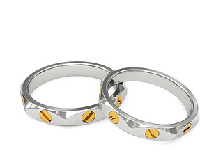 Image showing White and yellow gold exclusive wedding rings