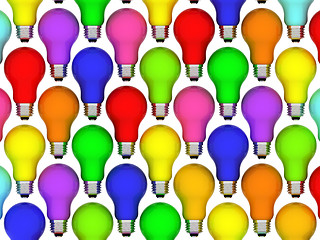 Image showing Lightbulbs background of rainbow colours