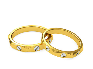 Image showing Yellow and white gold exclusive wedding rings
