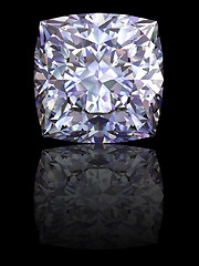 Image showing Square diamond on glossy black background