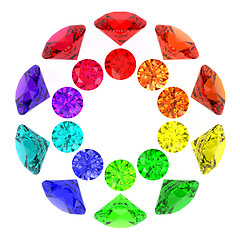 Image showing Gemstones kaleidoscope of rainbow colours