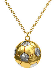 Image showing Gold pendant in shape of soccer ball on chain