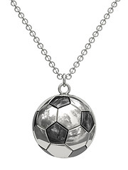 Image showing Silver pendant in shape of soccer ball on chain