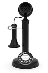 Image showing Black retro-styled telephone on white background