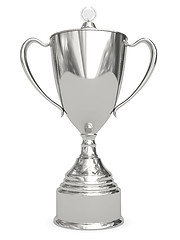 Image showing Silver trophy cup on white