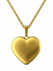 Image showing Golden pendant in shape of heart on chain
