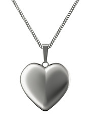 Image showing Silver pendant in shape of heart on chain