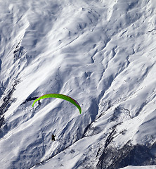 Image showing Speed flying in winter mountains