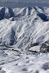 Image showing Speed riding in snow mountains