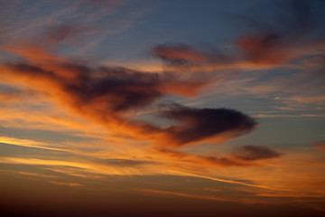 Image showing Fiery sunrise sky