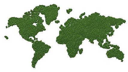 Image showing World map made of green grass