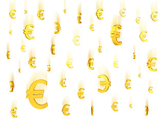 Image showing Falling gold euro symbols