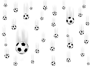 Image showing Falling soccer balls