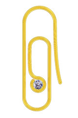 Image showing Golden paperclip with diamond