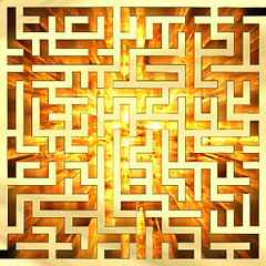 Image showing Golden labyrinth with flame