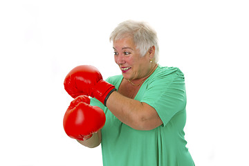 Image showing Female senior boxing