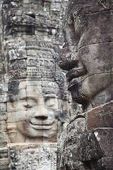 Image showing Bayon temple faces in Angkor Cambodia