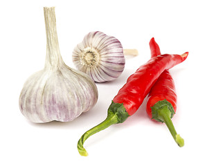 Image showing Pepper and garlic on white