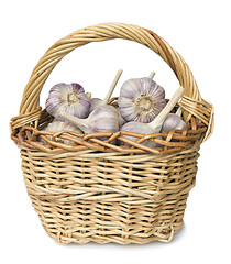 Image showing Garlic lie in a wicker basket