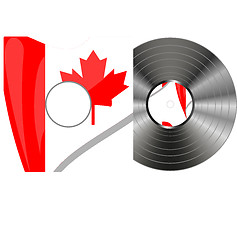 Image showing Red grunge rubber stamp with the canadian flag and the name of Canada written inside the stamp