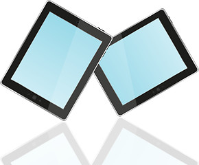 Image showing Touch screen tablet computer with blue screen