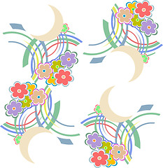 Image showing seamless pattern with flowers and leaves. Floral colorful summery background