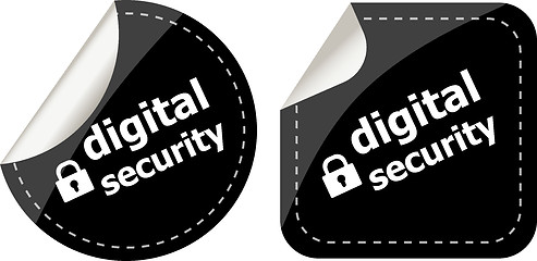 Image showing digital security black stickers label tag set