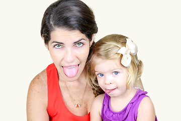 Image showing Mother And Daughter Making Silly Faces