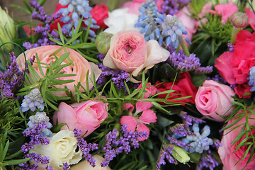 Image showing Wedding arrangement in blue and pink