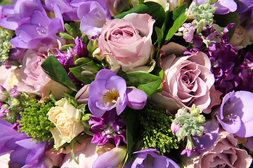 Image showing Bridal bouquet in various shades of purple