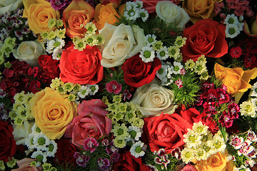 Image showing Mixed colorful wedding flower arrangement