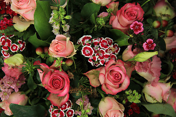 Image showing Mixed pink wedding arrangement