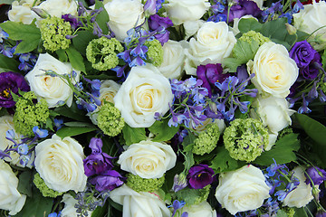 Image showing Wedding arrangement in white and blue