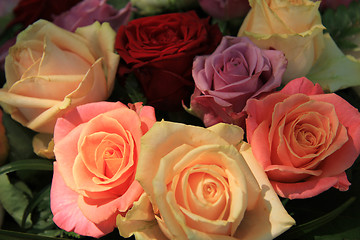 Image showing Pastel roses in bridal arrangement