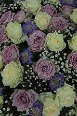 Image showing Purple and white wedding roses