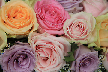 Image showing Pastel roses in bridal arrangement