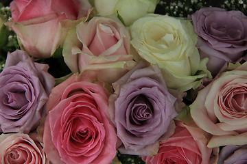 Image showing Pastel roses in bridal arrangement